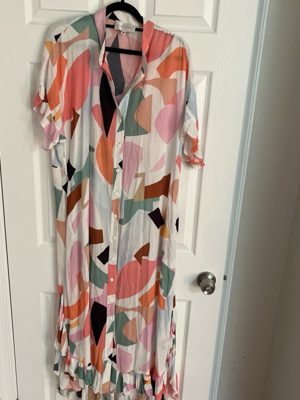 Corey Lynn Calter Abstract Multi-Color Button-Front Maxi Dress